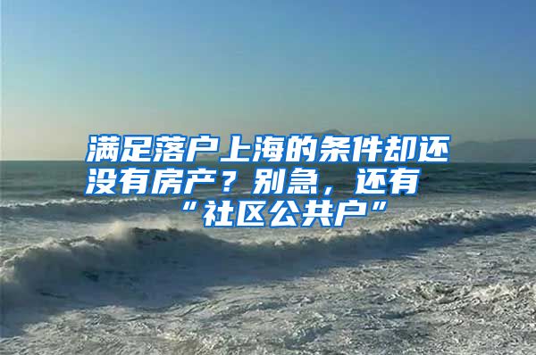 满足落户上海的条件却还没有房产？别急，还有“社区公共户”