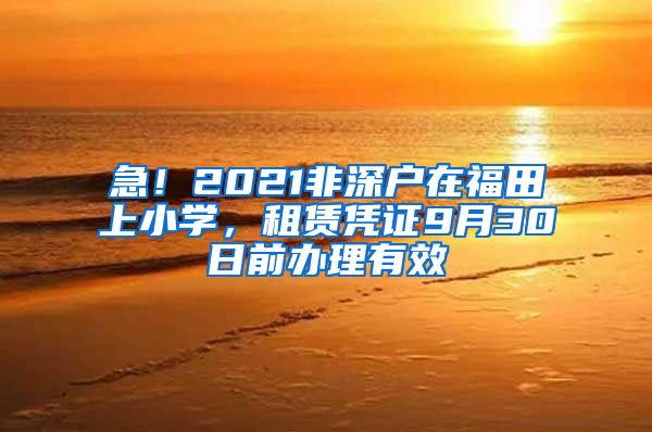 急！2021非深户在福田上小学，租赁凭证9月30日前办理有效