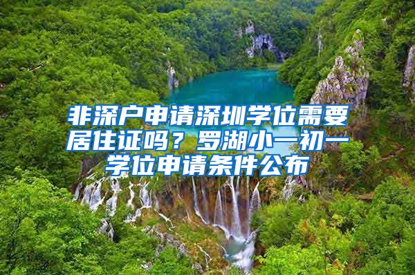 非深户申请深圳学位需要居住证吗？罗湖小一初一学位申请条件公布