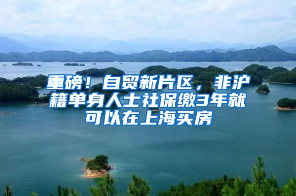 重磅！自贸新片区，非沪籍单身人士社保缴3年就可以在上海买房