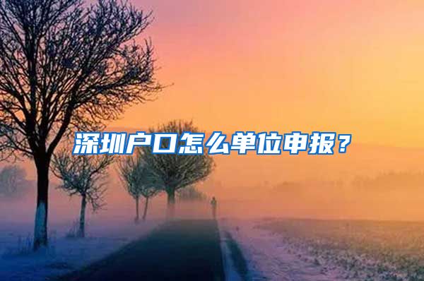 深圳户口怎么单位申报？