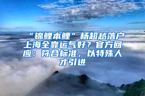 “锦鲤本鲤”杨超越落户上海全靠运气好？官方回应：符合标准，以特殊人才引进