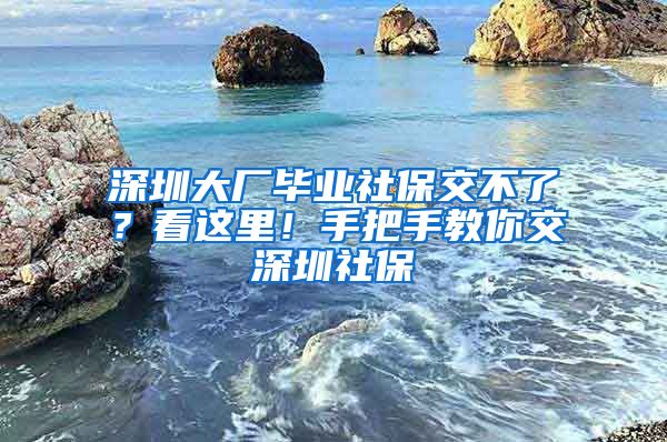 深圳大厂毕业社保交不了？看这里！手把手教你交深圳社保