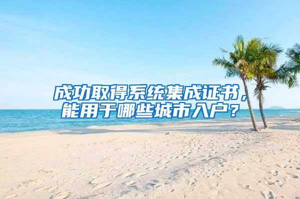 成功取得系统集成证书，能用于哪些城市入户？