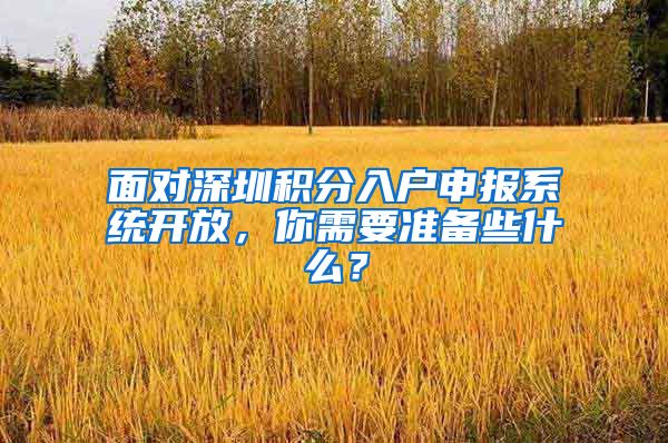 面对深圳积分入户申报系统开放，你需要准备些什么？