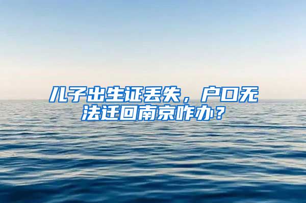 儿子出生证丢失，户口无法迁回南京咋办？