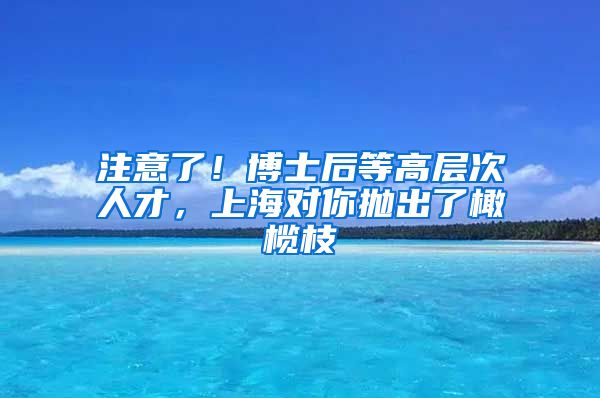 注意了！博士后等高层次人才，上海对你抛出了橄榄枝→