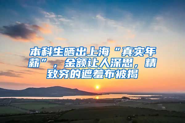 本科生晒出上海“真实年薪”，金额让人深思，精致穷的遮羞布被揭