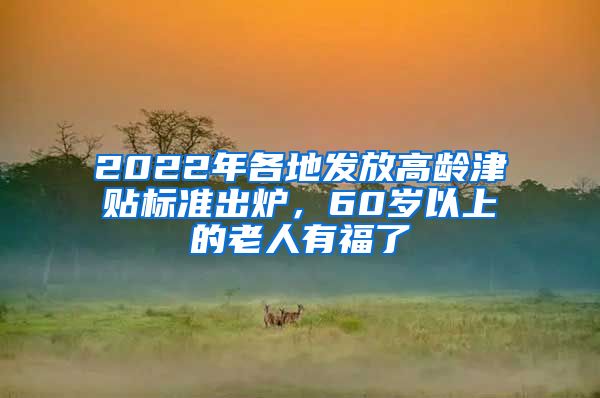 2022年各地发放高龄津贴标准出炉，60岁以上的老人有福了