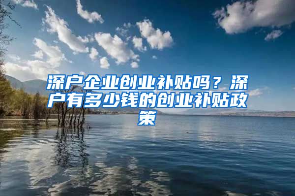 深户企业创业补贴吗？深户有多少钱的创业补贴政策