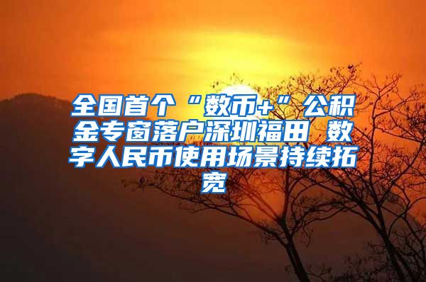 全国首个“数币+”公积金专窗落户深圳福田 数字人民币使用场景持续拓宽