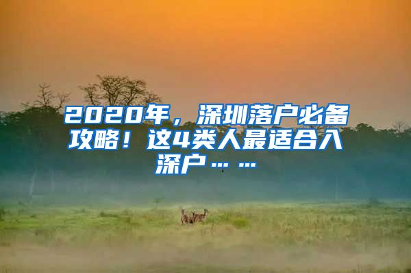 2020年，深圳落户必备攻略！这4类人最适合入深户……