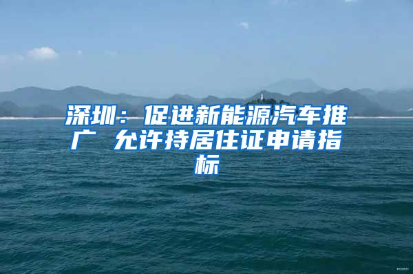 深圳：促进新能源汽车推广 允许持居住证申请指标