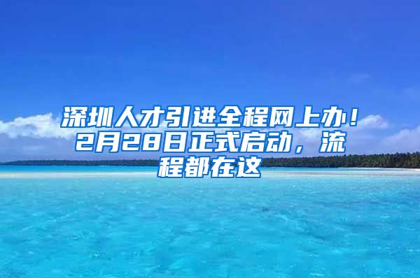 深圳人才引进全程网上办！2月28日正式启动，流程都在这