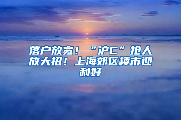 落户放宽！“沪C”抢人放大招！上海郊区楼市迎利好