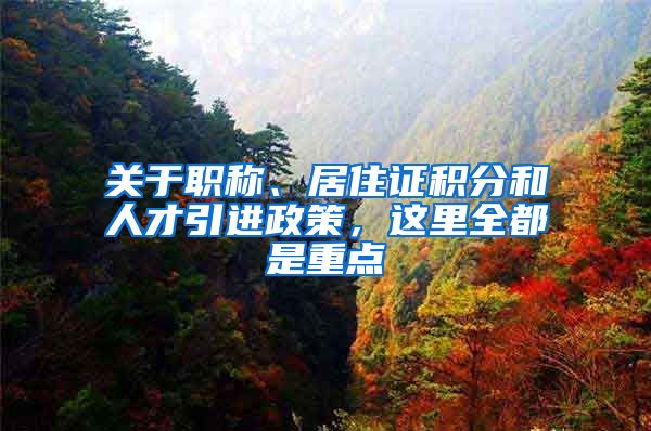 关于职称、居住证积分和人才引进政策，这里全都是重点→