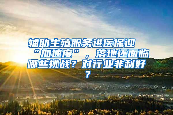 辅助生殖服务进医保迎“加速度”，落地还面临哪些挑战？对行业非利好？