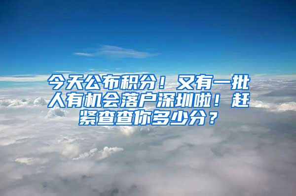 今天公布积分！又有一批人有机会落户深圳啦！赶紧查查你多少分？