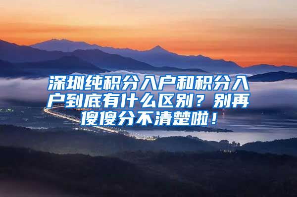 深圳纯积分入户和积分入户到底有什么区别？别再傻傻分不清楚啦！