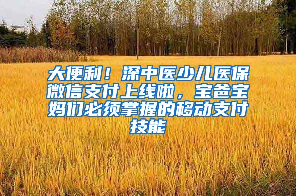 大便利！深中医少儿医保微信支付上线啦，宝爸宝妈们必须掌握的移动支付技能