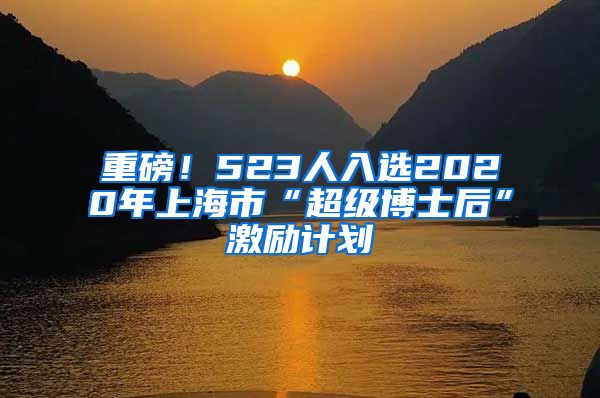 重磅！523人入选2020年上海市“超级博士后”激励计划