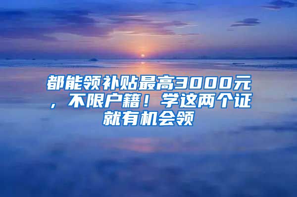 都能领补贴最高3000元，不限户籍！学这两个证就有机会领