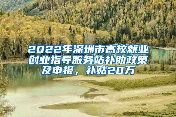 2022年深圳市高校就业创业指导服务站补助政策及申报，补贴20万