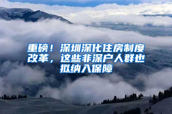 重磅！深圳深化住房制度改革，这些非深户人群也拟纳入保障