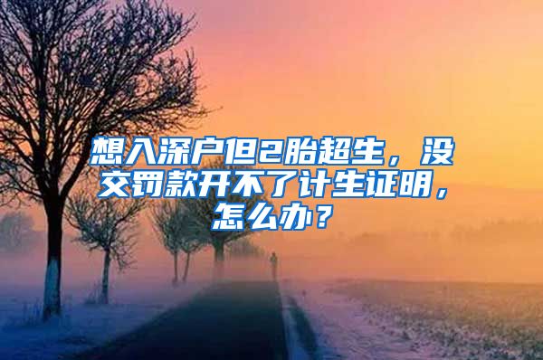 想入深户但2胎超生，没交罚款开不了计生证明，怎么办？