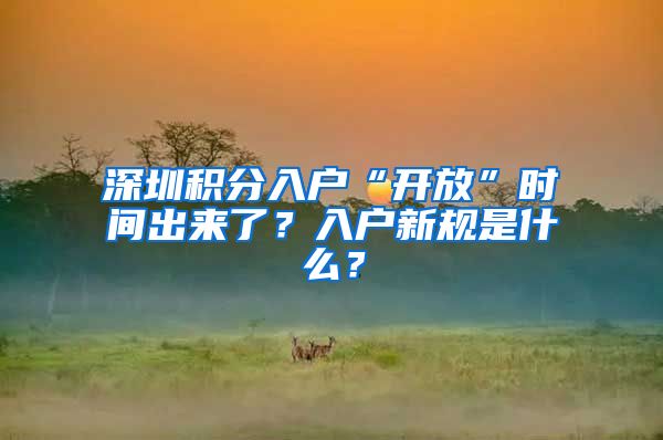 深圳积分入户“开放”时间出来了？入户新规是什么？