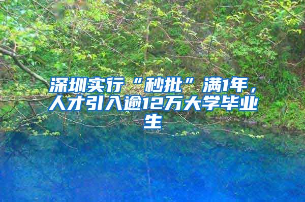 深圳实行“秒批”满1年，人才引入逾12万大学毕业生