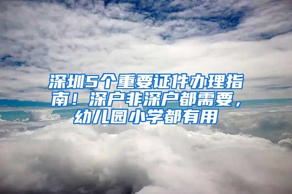 深圳5个重要证件办理指南！深户非深户都需要，幼儿园小学都有用