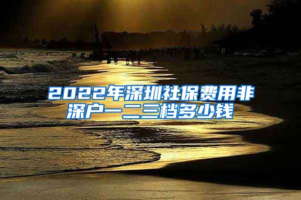 2022年深圳社保费用非深户一二三档多少钱