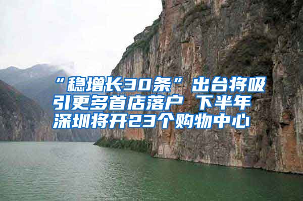 “稳增长30条”出台将吸引更多首店落户 下半年深圳将开23个购物中心