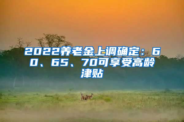 2022养老金上调确定：60、65、70可享受高龄津贴