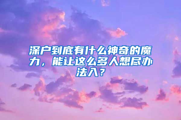 深户到底有什么神奇的魔力，能让这么多人想尽办法入？