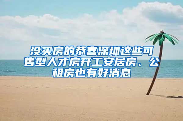 没买房的恭喜深圳这些可售型人才房开工安居房、公租房也有好消息