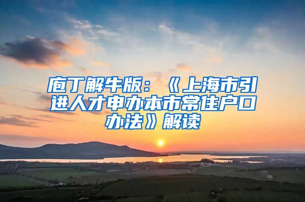 庖丁解牛版：《上海市引进人才申办本市常住户口办法》解读