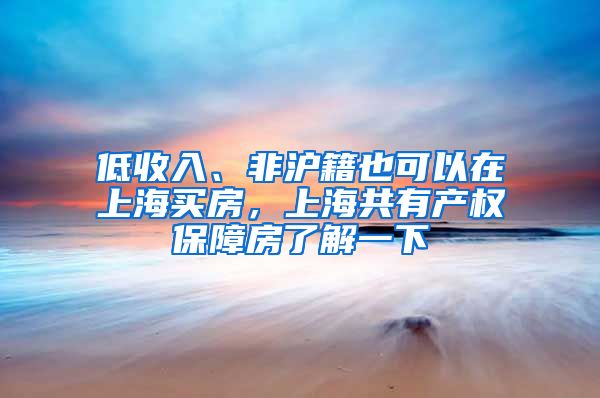 低收入、非沪籍也可以在上海买房，上海共有产权保障房了解一下