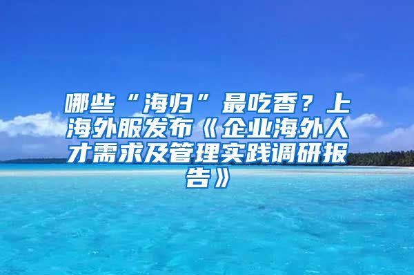 哪些“海归”最吃香？上海外服发布《企业海外人才需求及管理实践调研报告》