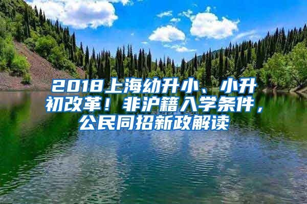 2018上海幼升小、小升初改革！非沪籍入学条件，公民同招新政解读