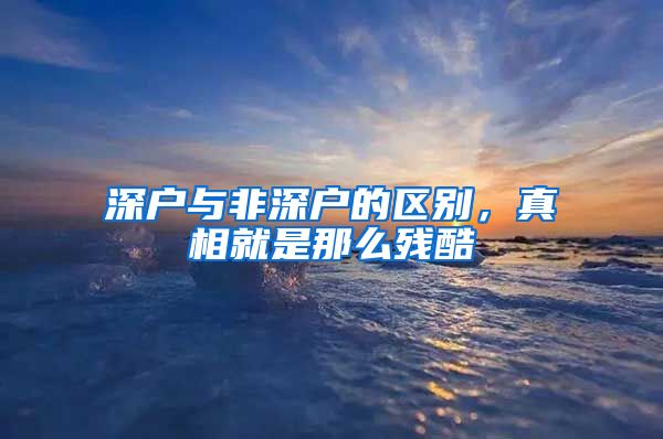 深户与非深户的区别，真相就是那么残酷