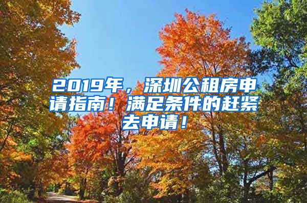 2019年，深圳公租房申请指南！满足条件的赶紧去申请！