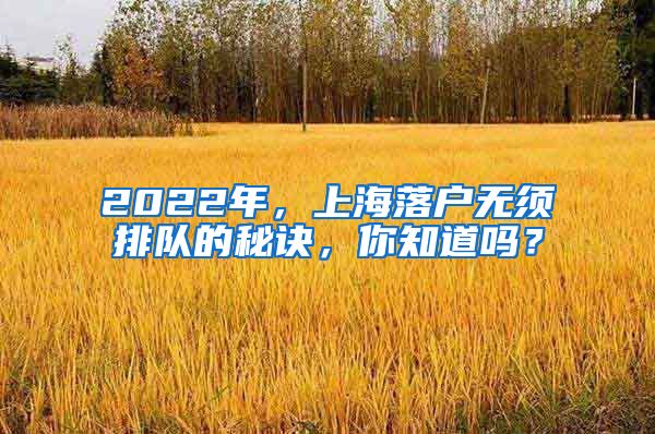 2022年，上海落户无须排队的秘诀，你知道吗？