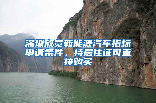 深圳放宽新能源汽车指标申请条件，持居住证可直接购买