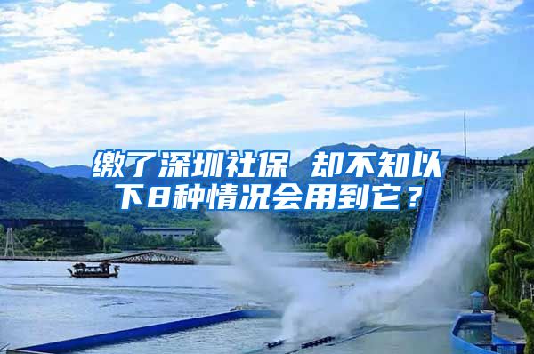 缴了深圳社保 却不知以下8种情况会用到它？