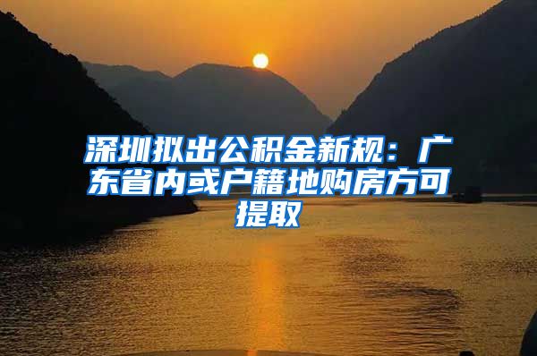 深圳拟出公积金新规：广东省内或户籍地购房方可提取