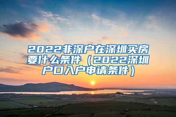 2022非深户在深圳买房要什么条件（2022深圳户口入户申请条件）