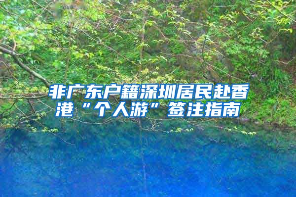 非广东户籍深圳居民赴香港“个人游”签注指南