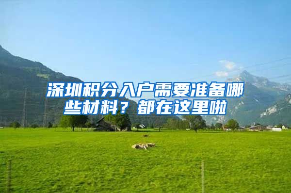 深圳积分入户需要准备哪些材料？都在这里啦